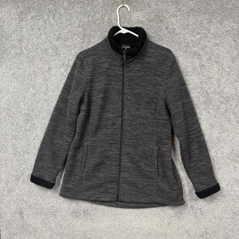 32 Degrees Heat Jacket Womens L Gray Black Fleece Lined Full Zip Winter Gorpcore